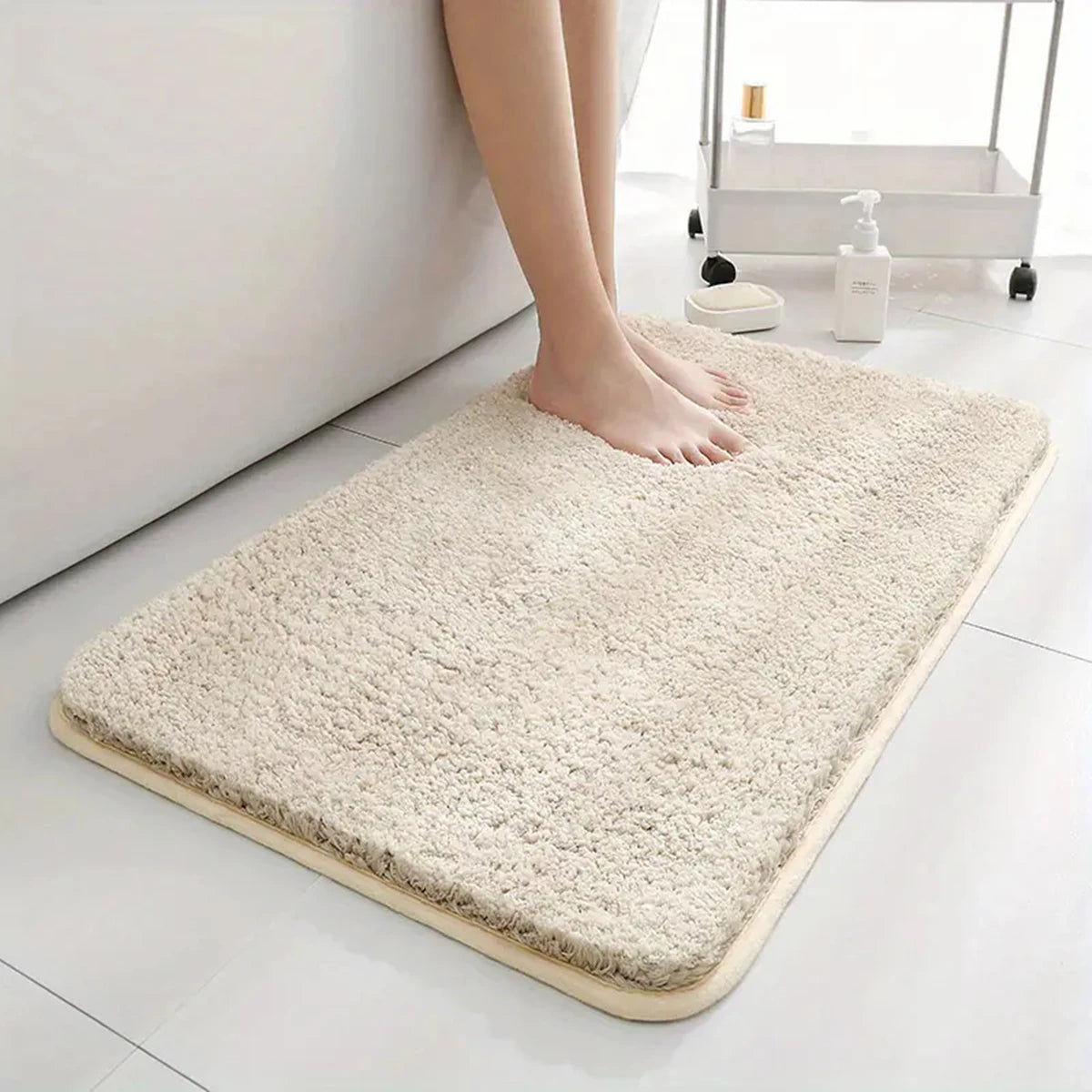 Verdickte Rutschfeste Badezimmermatte – Wasserabsorbierend, Langflor, Maschinenwaschbar Kaufschwan® Aprikose 50cm x 120cm