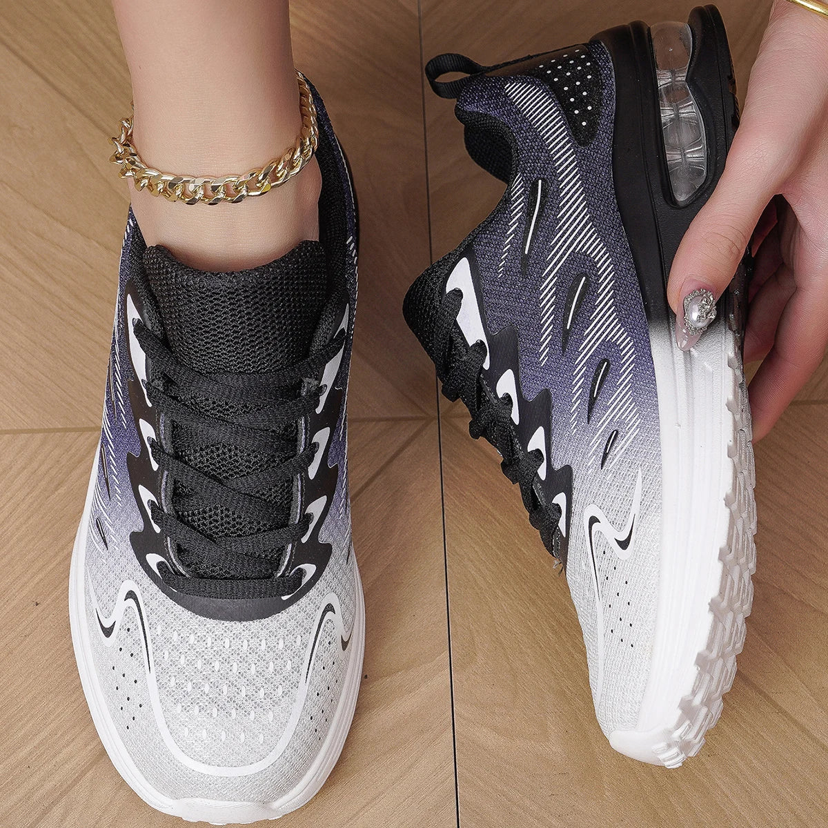 Damen Air Cushion Sneaker – Modische Walkingschuhe | Atmungsaktive Mesh Tennisschuhe & Sportschuhe Kaufschwan®
