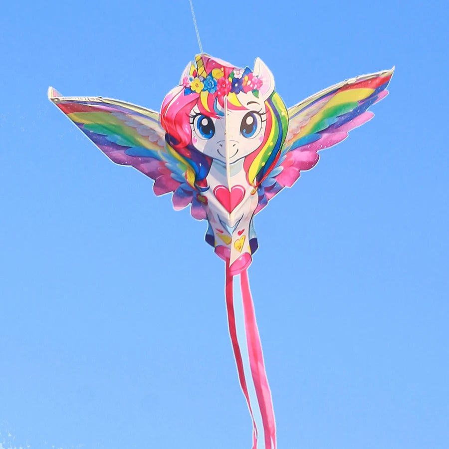 1,4M Bunter Fohlendrachen – Niedlicher Flugdrachen mit Farbenfrohen Flügeln und Besonderer Form für Kinder und Anfänger Kaufschwan®