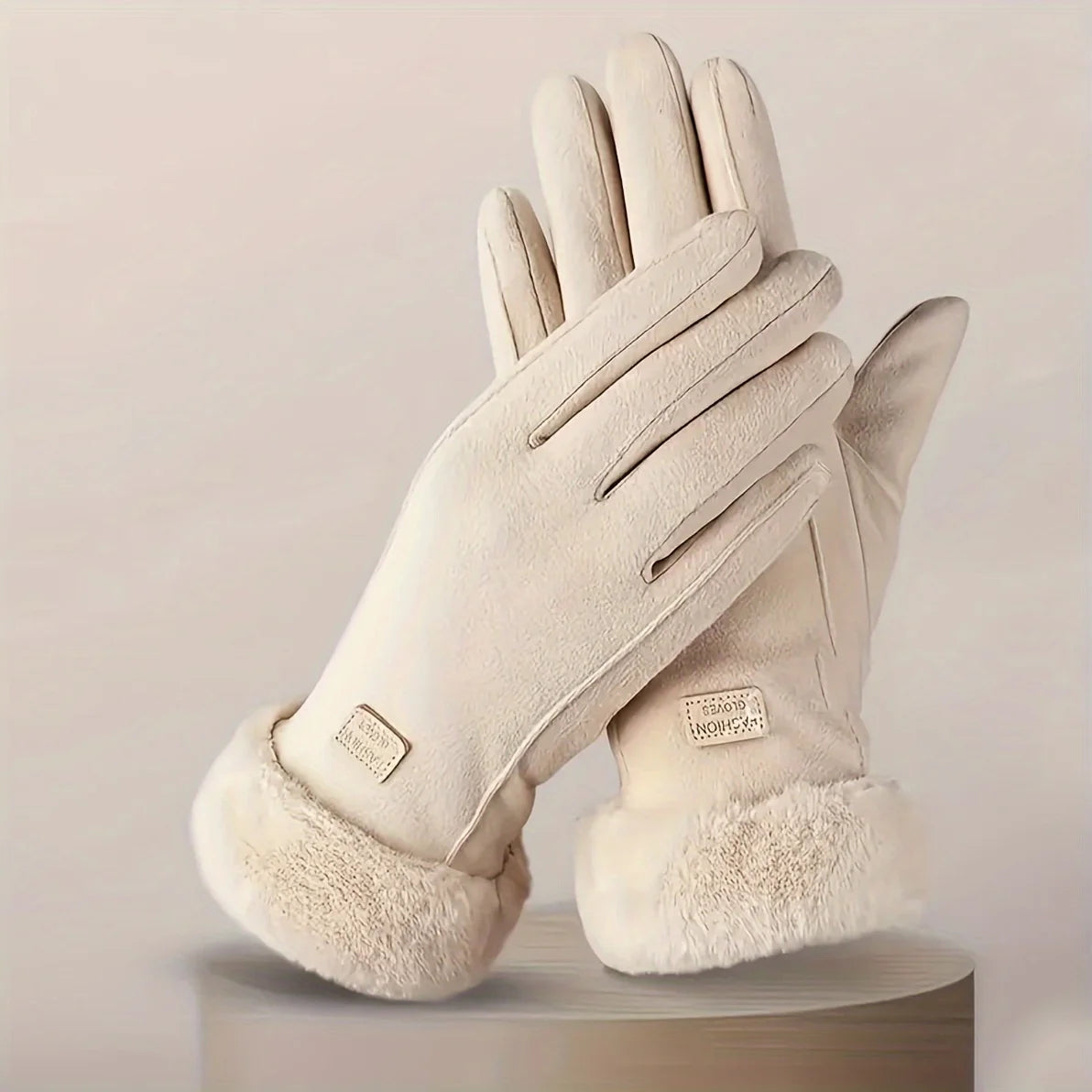 Bequeme Beige Touchscreen Handschuhe – Gefüttert mit Plüsch | Warme Winterhandschuhe für Outdoor & Freizeit Kaufschwan® Beige