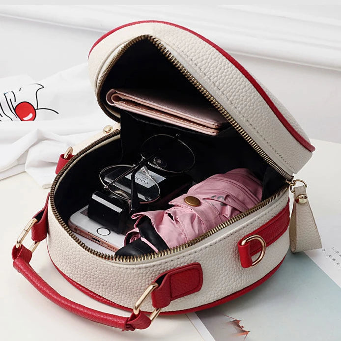 Kirsch Muster Kontrastfarbe Kirsche Mini Rucksack – Damen Ein-Schulter Messenger & Handy Tasche Kaufschwan®