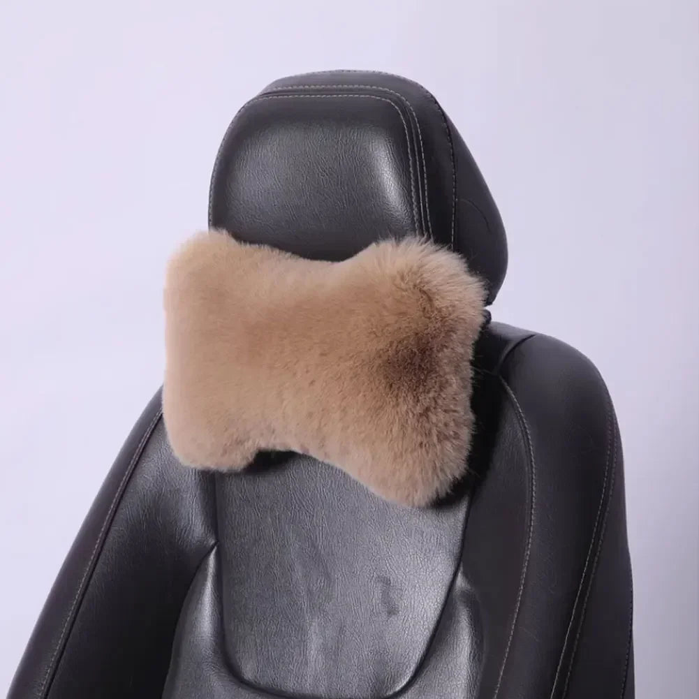Weiches Plüsch-Nackenkissen fürs Auto – Atmungsaktives Kopfstützenkissen für Kopf & Nacken Kaufschwan® Braun