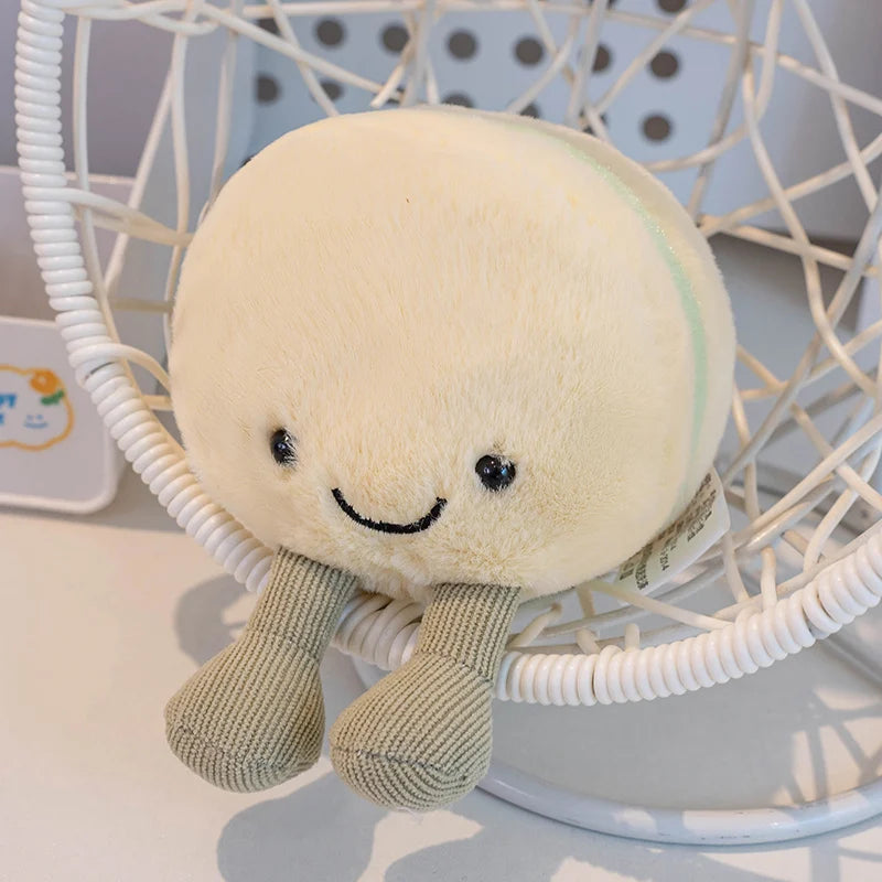 Weiches Macaron Plüschkissen | Niedlicher Dreifarbiger Gebäck-Akzent für Sofa, Bett, Büro | Rutschfest & Maschinenwaschbar Kaufschwan® Beige/Grün
