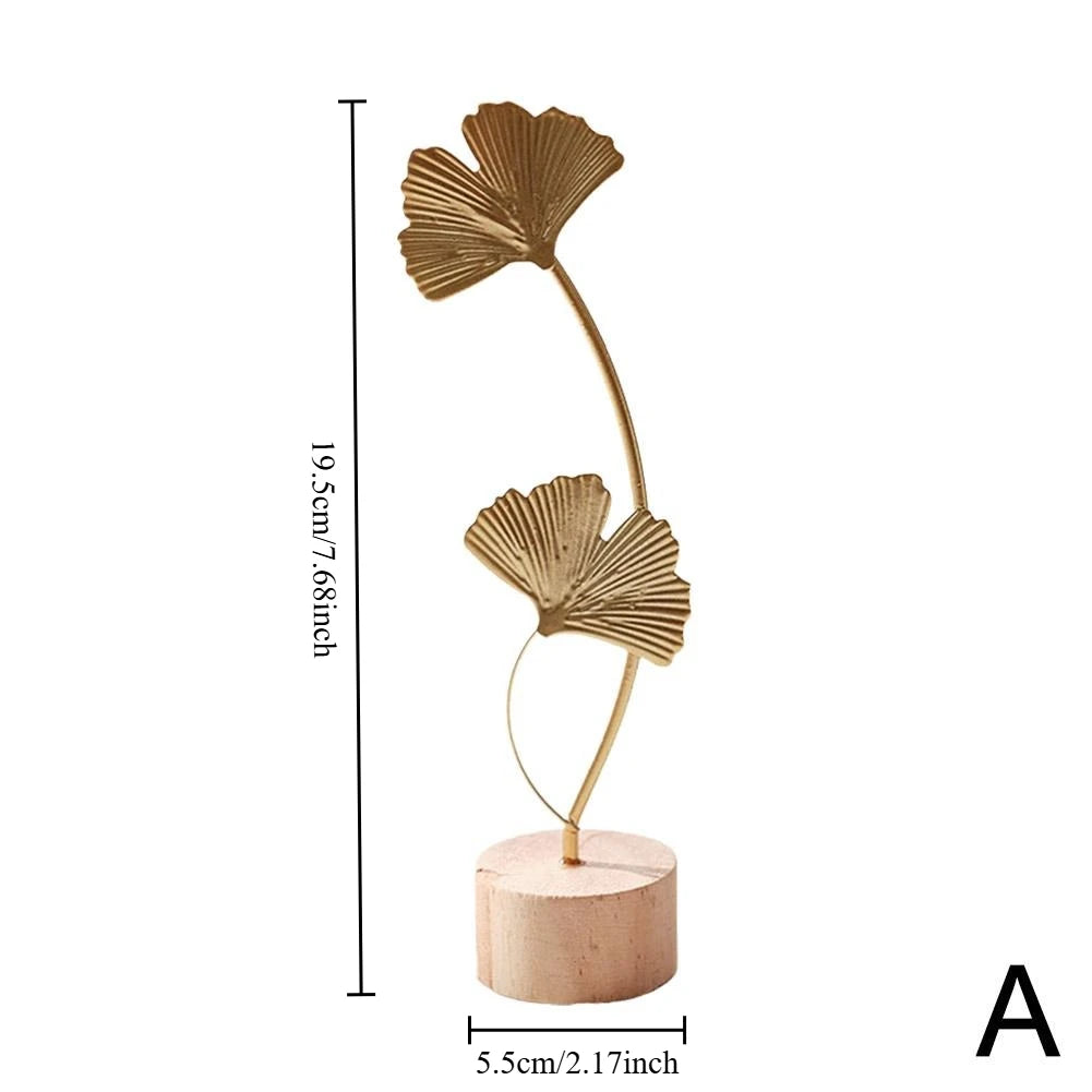 Nordische Eisen Ginkgo-Blatt Dekoration – Light-Luxury Metall Ornament für Wohnzimmer, Flur und Weinschrank