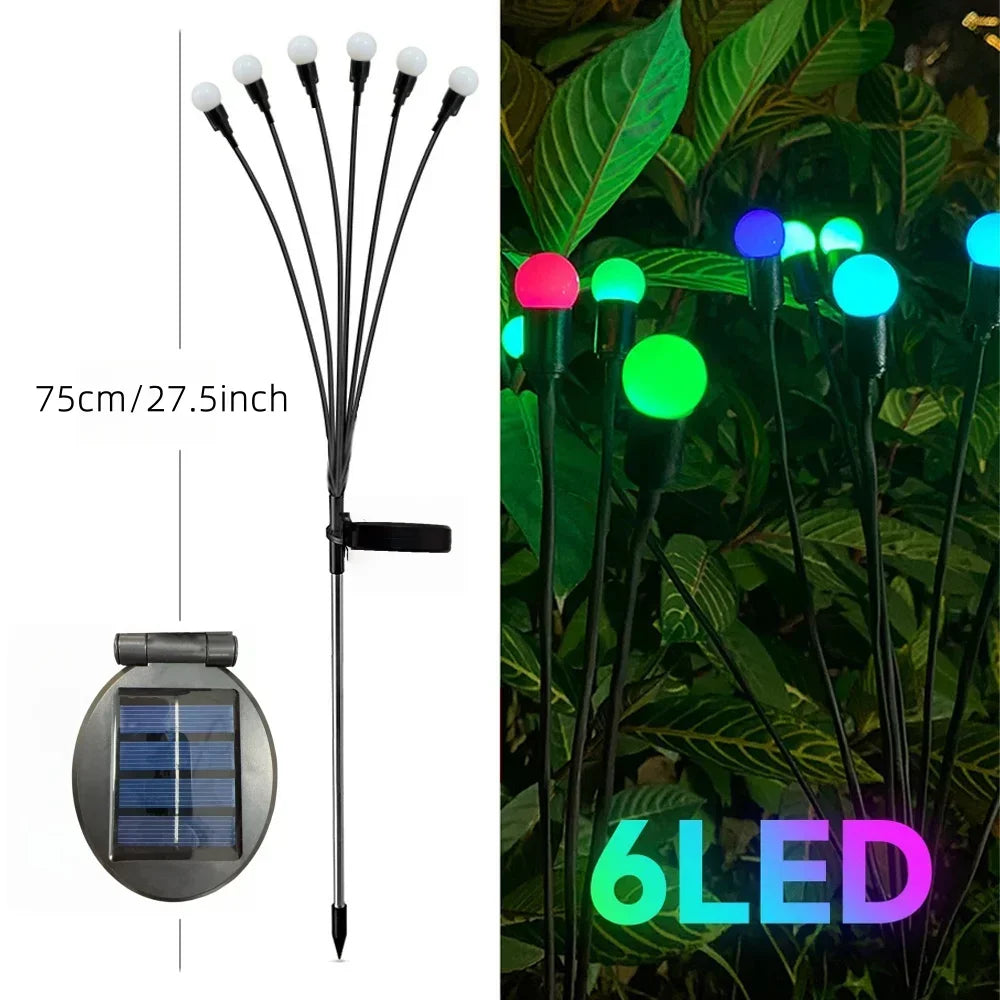 Solar Garten Glühwürmchen Lichter – Neue verbesserte solarbetriebene wasserdichte Außenbeleuchtung für Garten Dekoration Kaufschwan® 6er Bunt-LEDs 1 Stück
