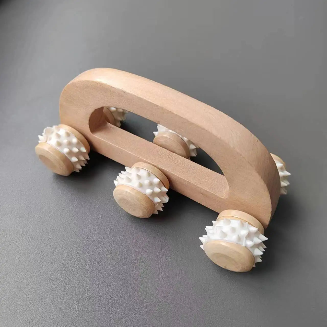 6-Rad Holzroller | Reflexzonenmassage & Akupunkturtherapie | Meridian-Schaben & Lymphdrainage-Massager für Gesichtslifting Kaufschwan® Weiß