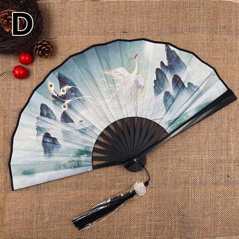 Retro Drachen Faltfächer | Beidseitiger Seidenstoff Handfächer | 8-Zoll Tragbarer Chinesischer Hanfu Fächer für Damen & Herren Kaufschwan® Design 4