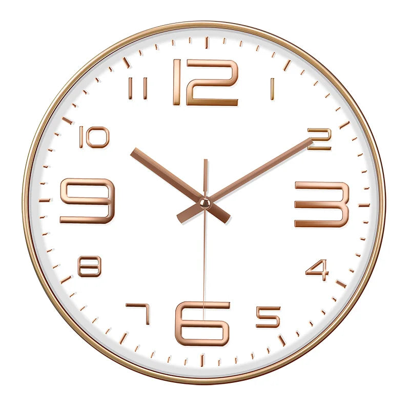 12 Zoll Moderne Quarz Wanduhr – Leise Große Zahlen Uhr Kaufschwan® Weiß Gold 12 Zoll