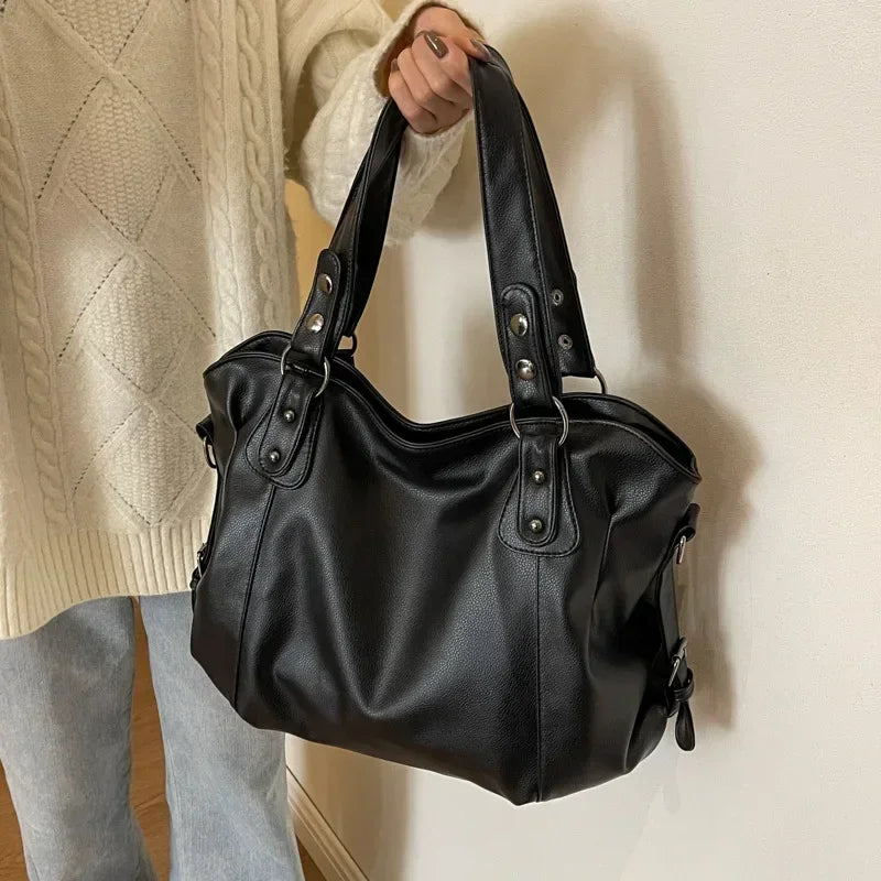 Damen Schultertasche – Hochwertige Kunstleder Handtasche mit Kontrastfarben | Weiches Innenfach & Reißverschluss