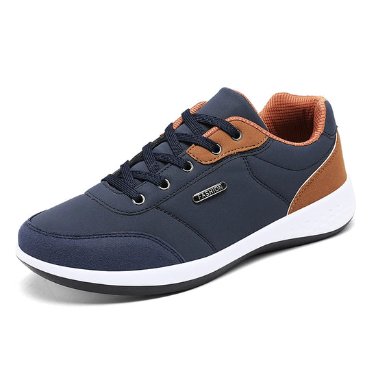 Herren Ledersneaker – Trendige Sportschuhe | Atmungsaktive & Rutschfeste Freizeitschuhe für Reisen & Alltag Kaufschwan® Blau 39