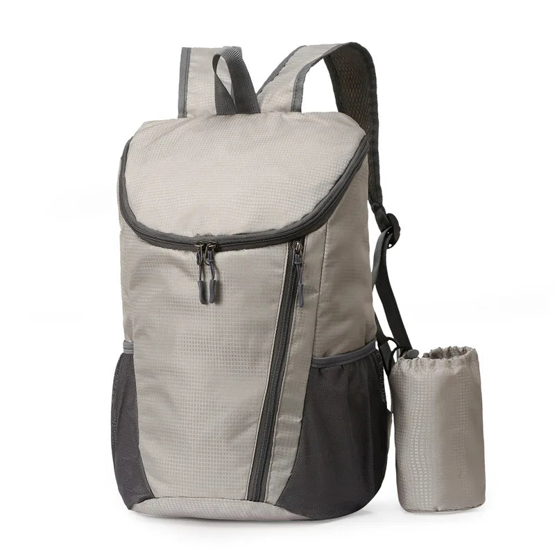 Outdoor-Reiserucksack | Wasserdichtes, Faltbares Camping- & Sporttasche | Wandern, Bergsteigen & Reise-Rucksack Kaufschwan® Grau