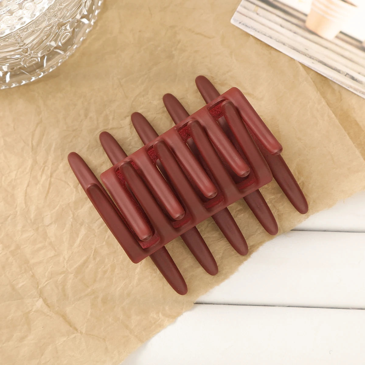 Doppelseitiger Frosted Haarkamm – Rutschfeste Zahnkamm-Haarklammer in Schwarz für Damen Kaufschwan® Abbildung 7