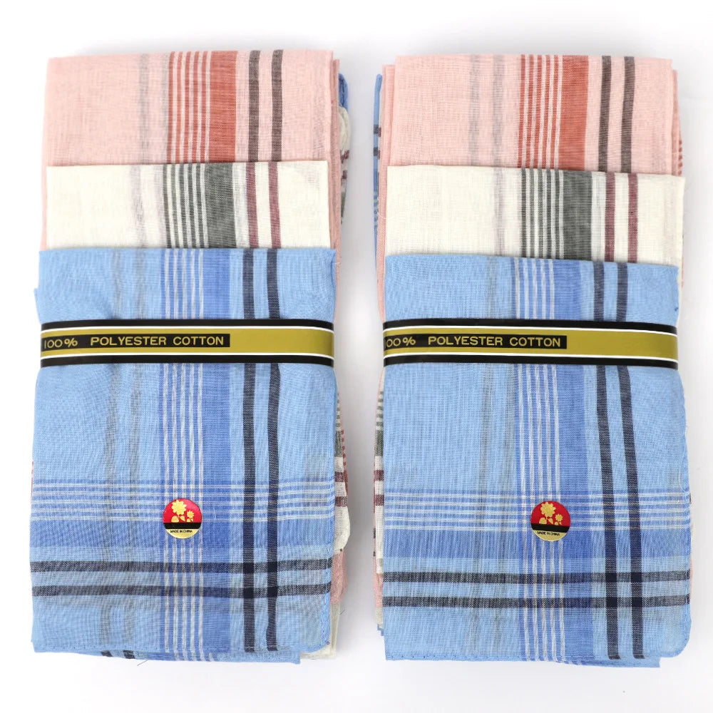 6er Set Herren Taschentücher – Gemischte Farben Kariert & Gestreift, Polyester-Baumwolle, Klassischer Vintage Stil 36×36CM Kaufschwan®