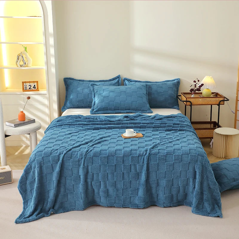 Karierte Weiche Taffeta Fleece Decke – Flauschiger Einfarbiger Bettbezug & Überwurf für Sofa, Bett, Erwachsene, Kinder & Haustiere Kaufschwan®