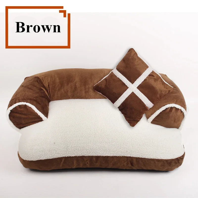 Klassisches England Haustierbett – Weiches Warmes Hunde- & Katzen Sofa Nest Kaufschwan® Braun L 80x60cm
