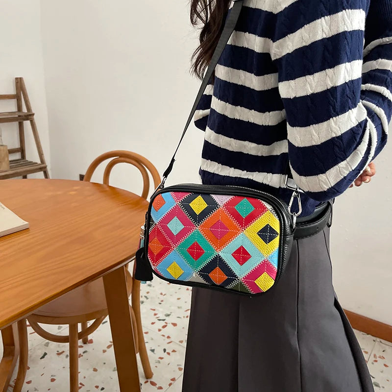 Kleine Bunte Ledertasche – Luxus Damen Handtasche, Crossbody & Schultertasche in Hochwertiger Verarbeitung Kaufschwan®