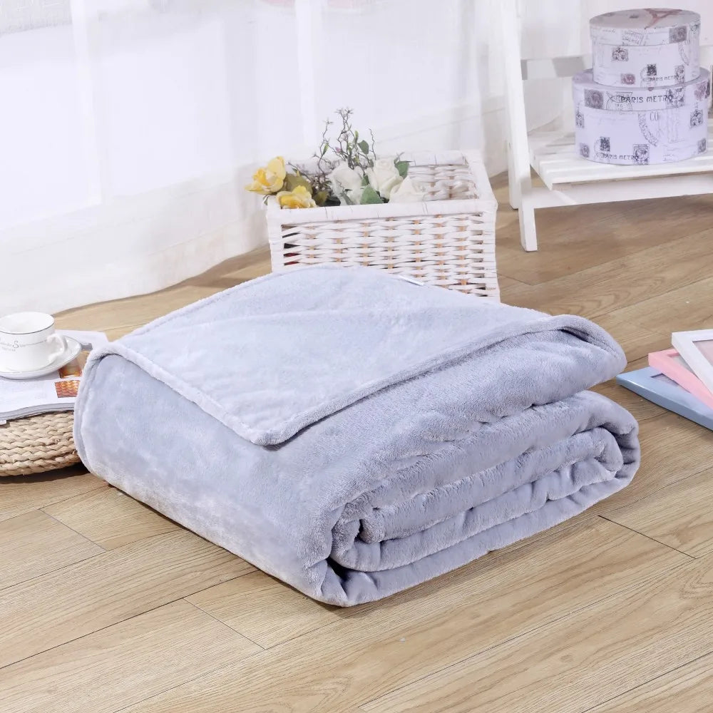 Korallfleece Flanell Decke – Weiche, warme und leichte Bettdecke, Sofabezug, Einfarbig Blau & Rosa Kariert Kunstpelz Kaufschwan®