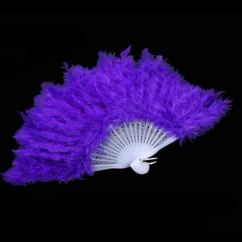 9 Farben Feder-Handfächer | Faltbarer Kostüm- und Tanzfächer für Hochzeiten & Showgirls Kaufschwan® Lila