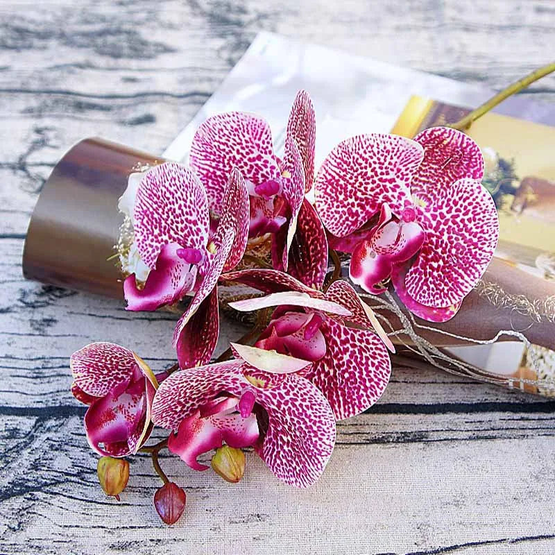 3D Künstliche Schmetterlings-Orchideen – Kunststoffblumen für Zuhause, Vase, Hochzeit, Garten & Partydekoration | DIY Girlanden & Geschenkboxen Kaufschwan® Rosenrot