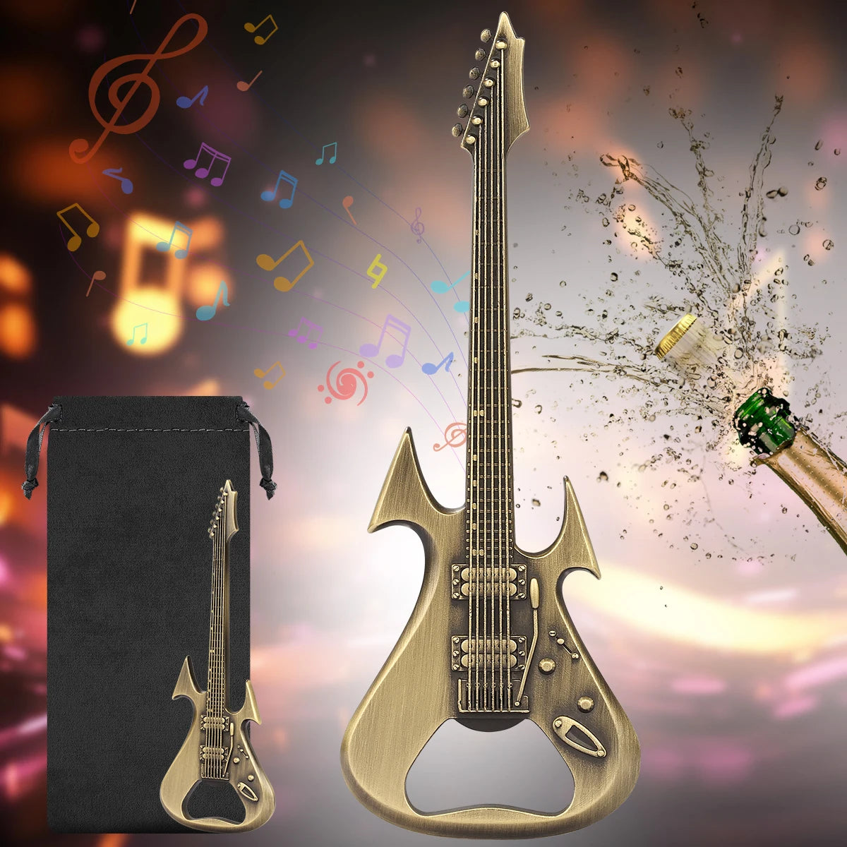 Gitarren Flaschenöffner aus Metall – Bronze/Grau Geschenk für Musikliebhaber Kaufschwan®