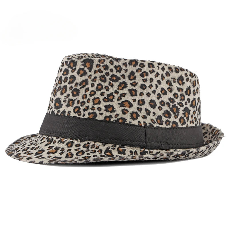 Herbst & Winter Damen Hut – Jazzhut, Britischer Retro Gentleman Fedora, Herren Leopard Tier Partyhut Kaufschwan® Beige
