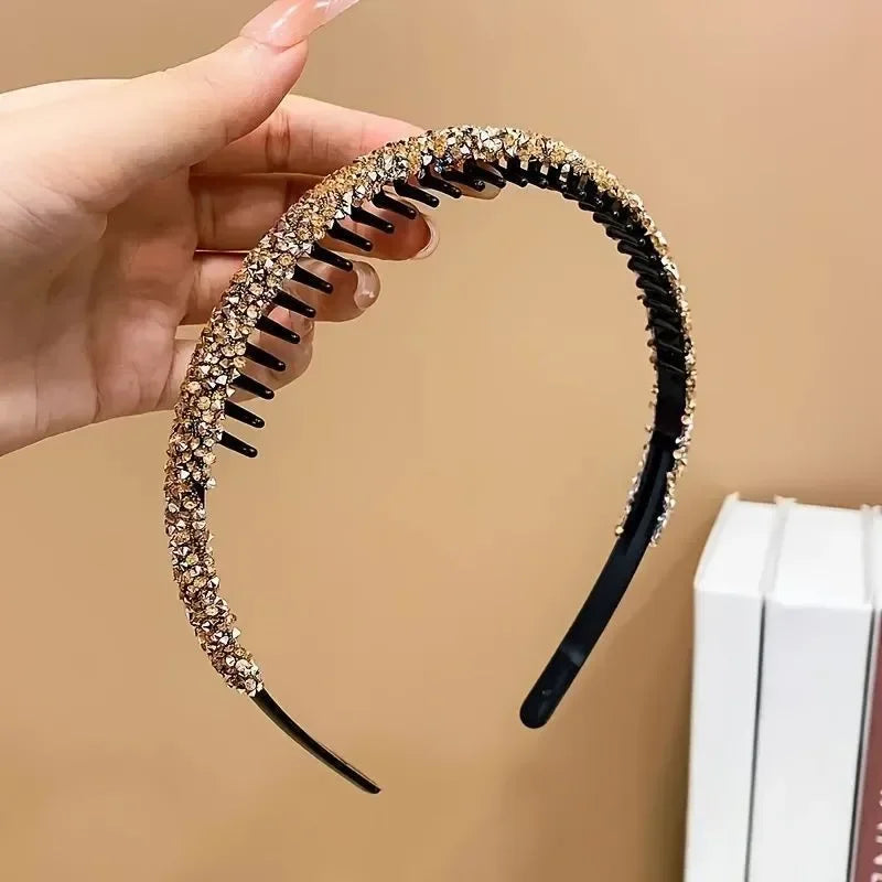 Eleganter Strass-Haarreif mit Antirutsch-Design – Kristall-Haarreif für Damen | Modisches Haaraccessoire Kaufschwan® Sekt
