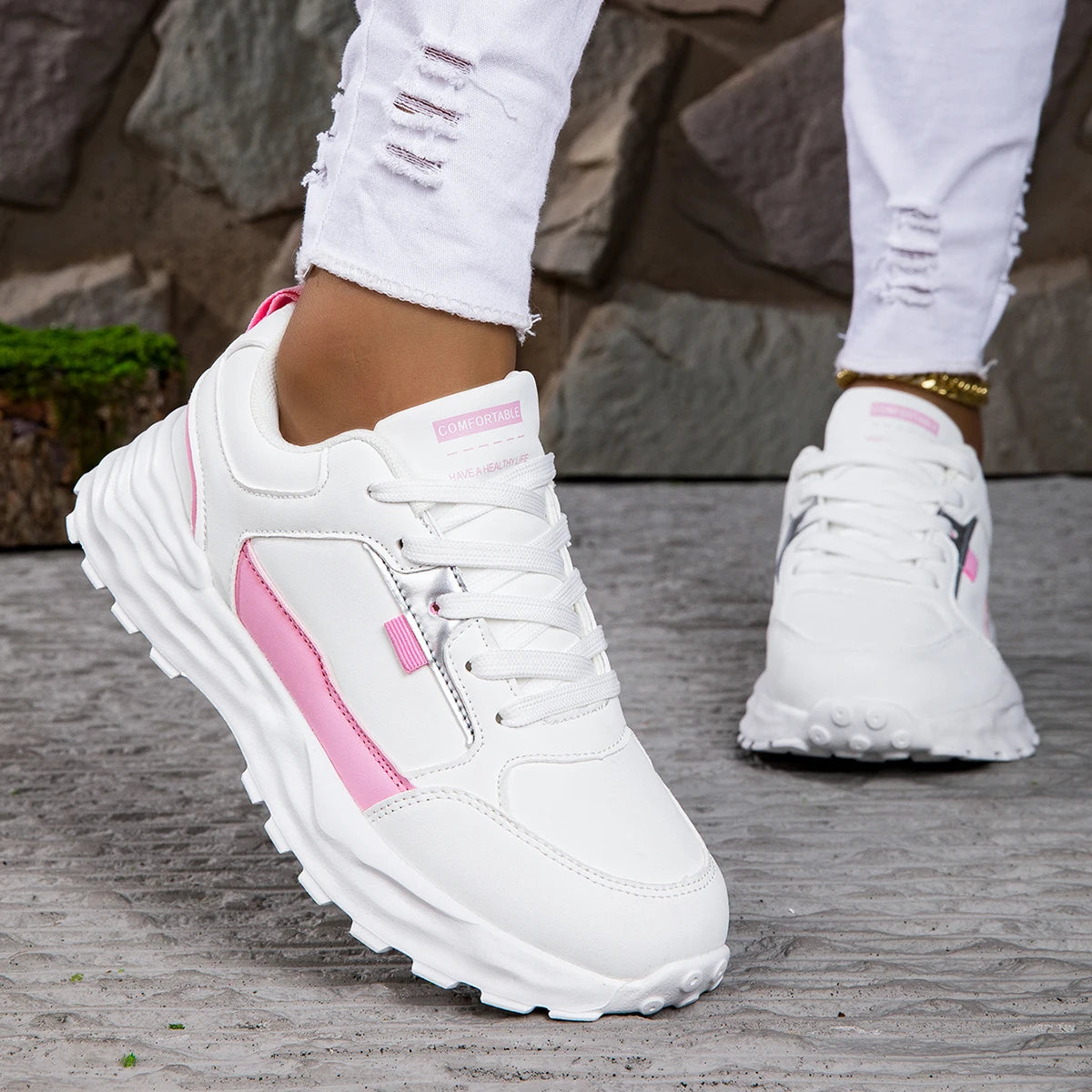 Damen Schnür-Sneaker – Bequeme Outdoor Lauf- & Walkingschuhe | Atmungsaktive Freizeitschuhe in Übergrößen Kaufschwan®