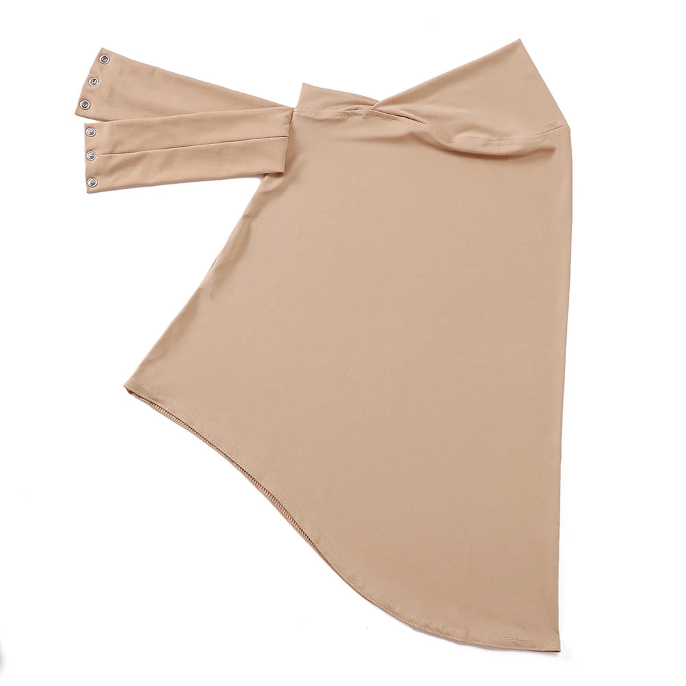 Schnellverschluss Hijab – Premium Jersey Schal mit Bändern & Knöpfen | Vollbedeckende Unterhaube Turban für Muslimische Frauen Kaufschwan® Beige