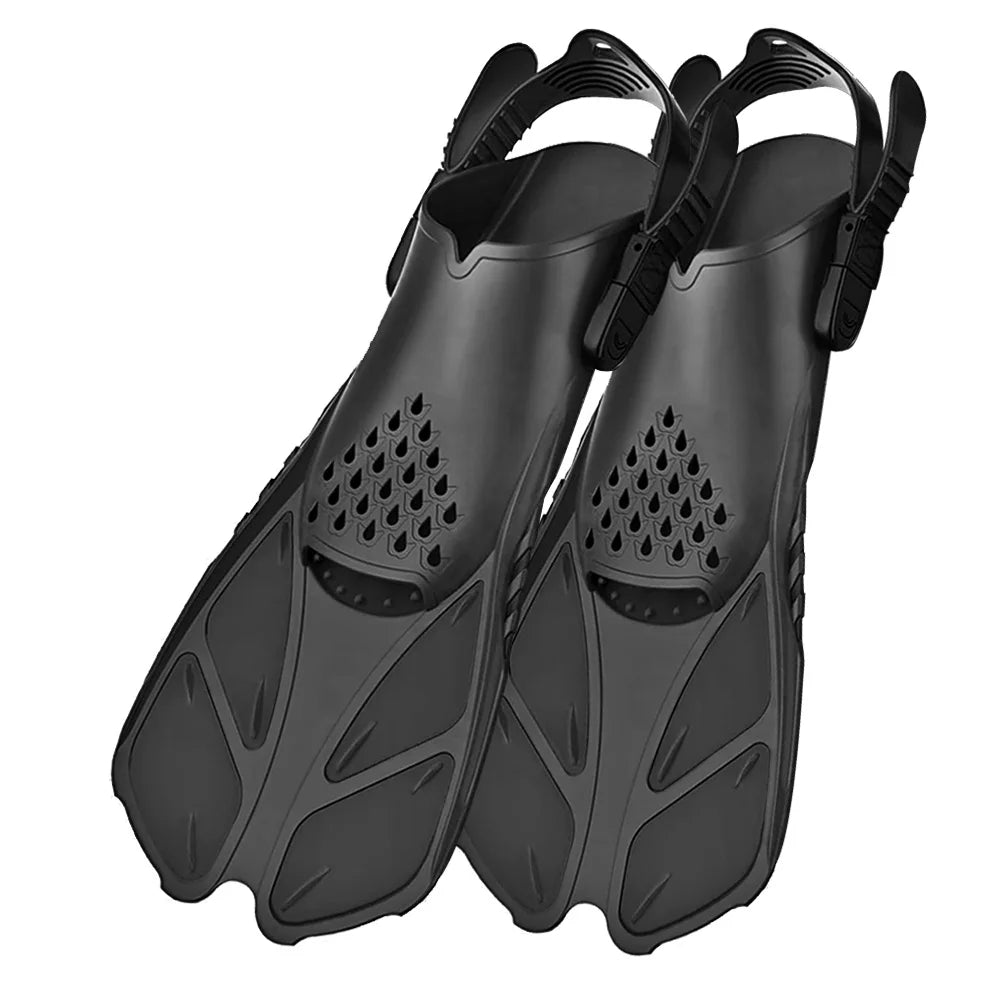 Schnorchelflossen mit verstellbaren Schnallen | Kurze Silikon Schwimmflossen | Offene Ferse Tauchschuhe für Erwachsene Herren & Damen Kaufschwan®