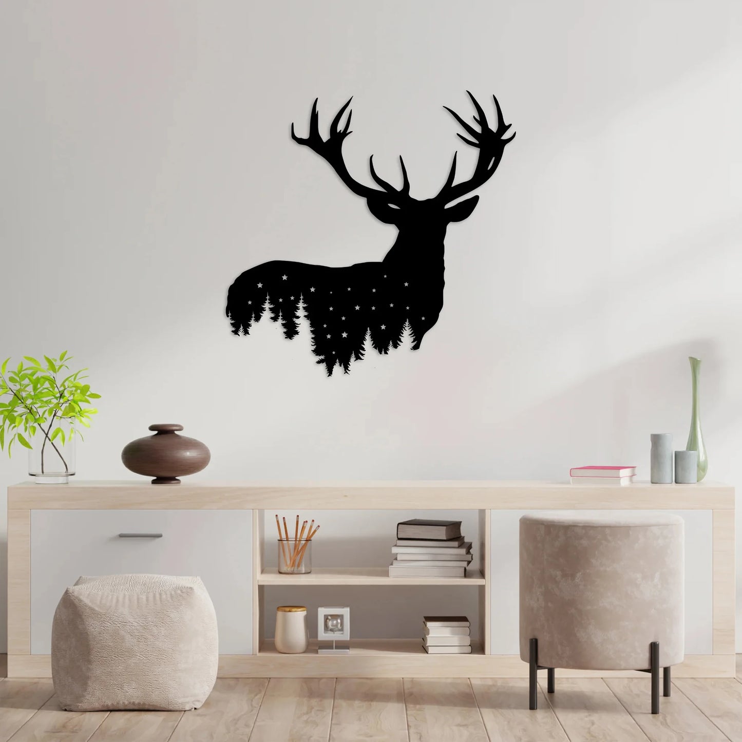 Hirsch Metall Wandbild – Stahl Wanddeko für Wohnzimmer & Außenbereich Kaufschwan®