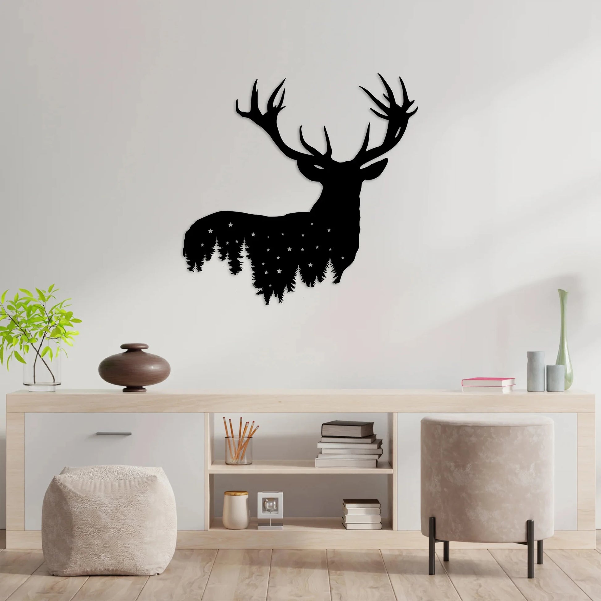 Hirsch Metall Wandbild – Stahl Wanddeko für Wohnzimmer & Außenbereich Kaufschwan®