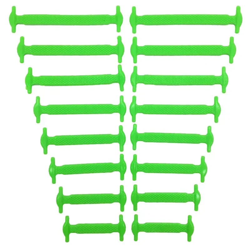 16 Stück Silikon Elastische Schnürsenkel – T-förmige No-Tie Laces | Unisex Mode Schuhbänder für Sneaker & Freizeitschuhe Kaufschwan® Grün-16-Stück