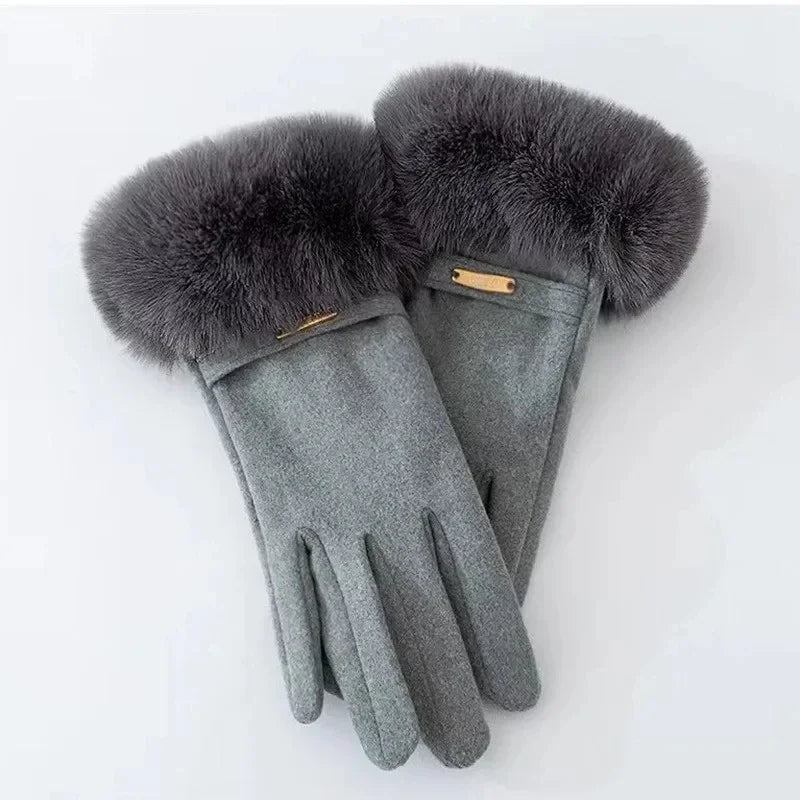 Damen Winterhandschuhe aus Wildleder – Elegante Touchscreen Handschuhe mit Samtfutter | Warme Verdickte Handschuhe für Autofahren & Radfahren Kaufschwan®