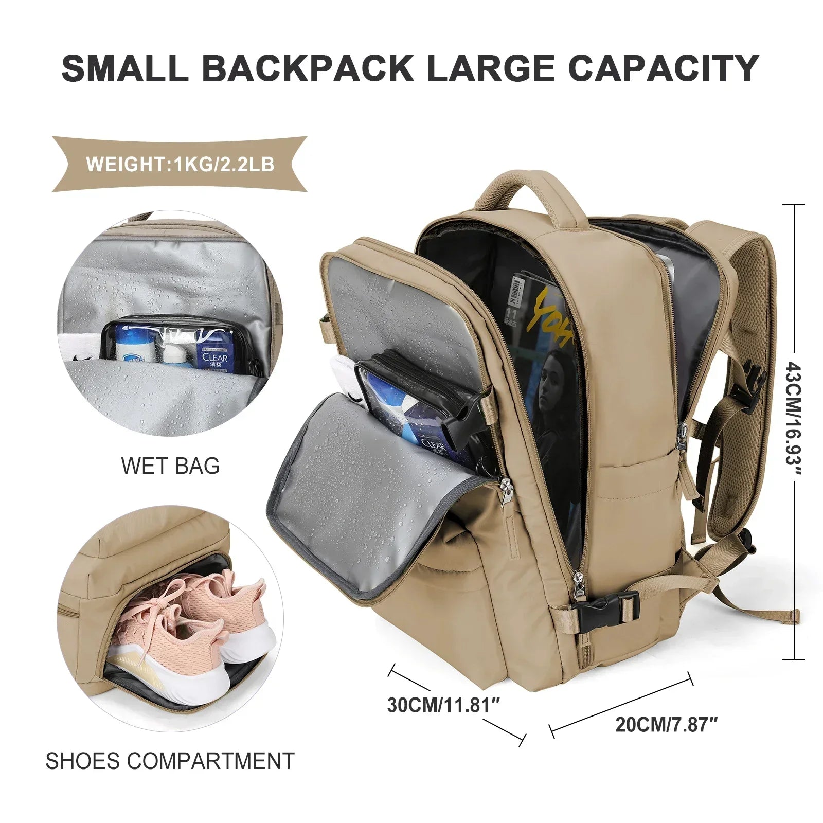 Handgepäck Rucksack | Laptop-Rucksack für Flugreisen | Schul- & Arbeitstasche Kaufschwan®