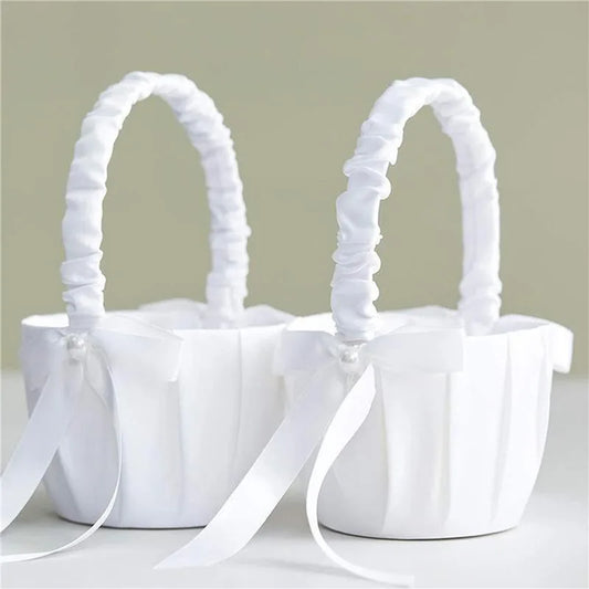 Satin Perlen Blumenkorb – Eleganter Hochzeitskorb für Blumenmädchen und Ringe Kaufschwan®