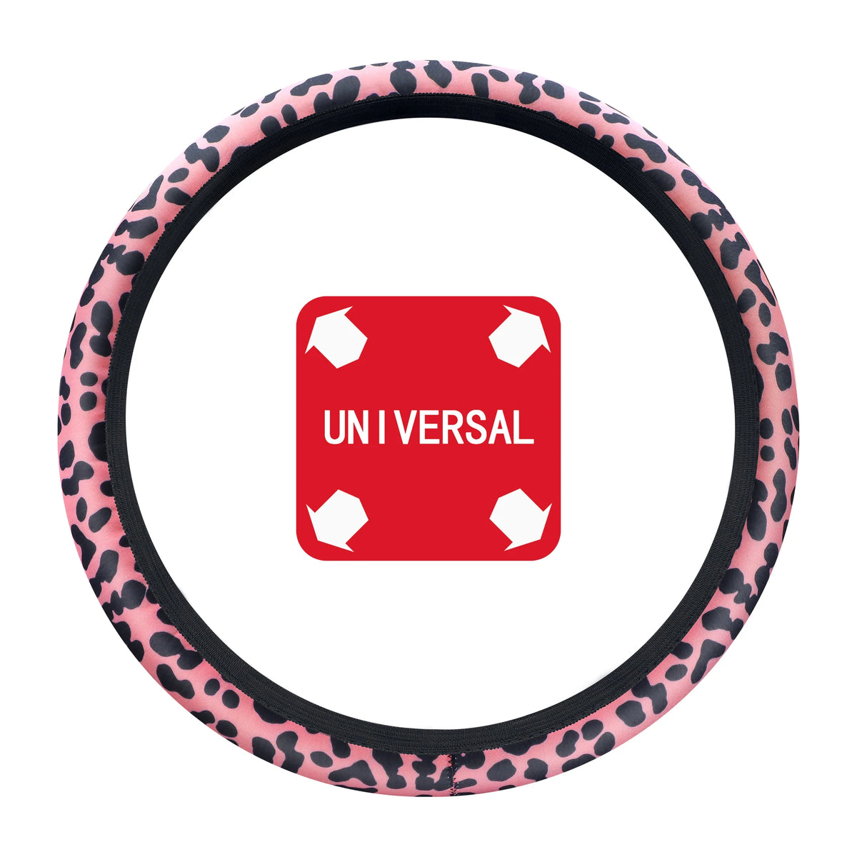 Lenkradbezug mit Leopardenmuster – Atmungsaktive Rutschhemmende Ringlose Lenkradabdeckung fürs Auto Kaufschwan® Rosa