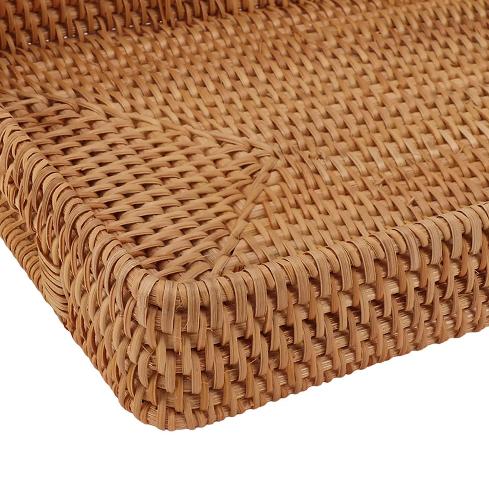 Geflochtenes Rattan Serviertablett – Großes Aufbewahrungs-Tablett im Landhausstil für Obst & Desserts Kaufschwan®
