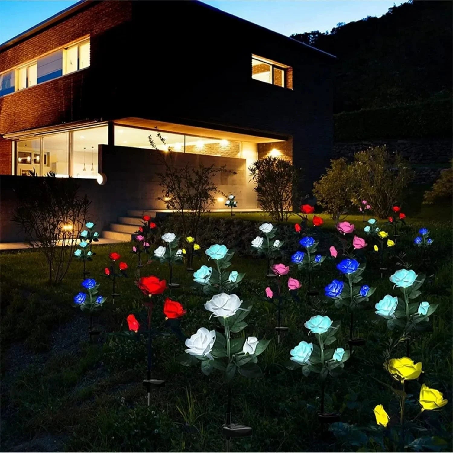 5-Köpfe Solarlichter – Außen Dekorative Rosenblumen Rasenlampe für Hof, Terrasse, Garten & Weihnachtsdekoration Kaufschwan®