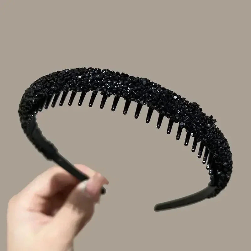 Eleganter Strass-Haarreif mit Antirutsch-Design – Kristall-Haarreif für Damen | Modisches Haaraccessoire Kaufschwan® Schwarz