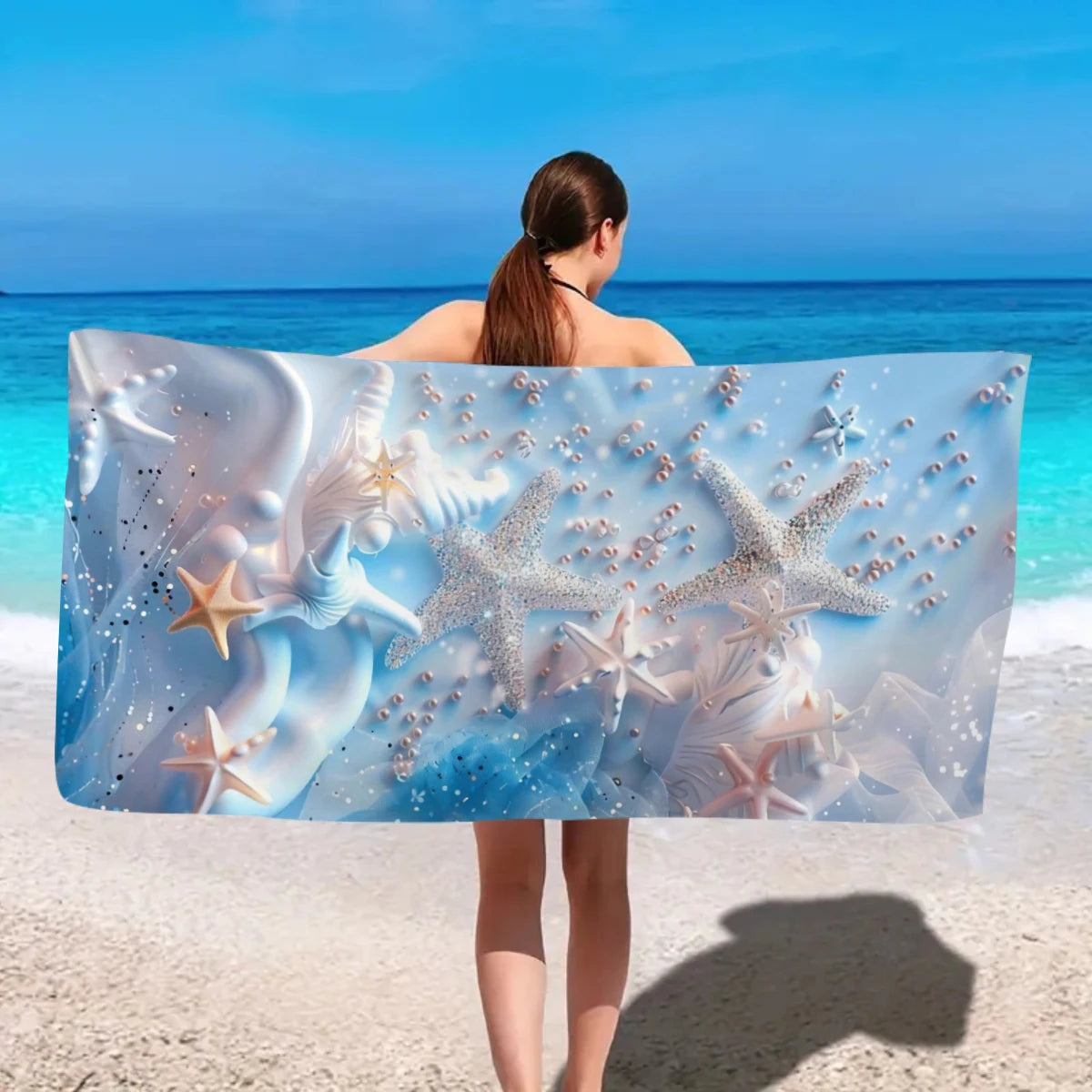 Strandtuch mit Ozean-Motiv – Schnell Trocknendes Mikrofaser Handtuch | Multifunktionales Handtuch für Sport, Schwimmen & Fitness