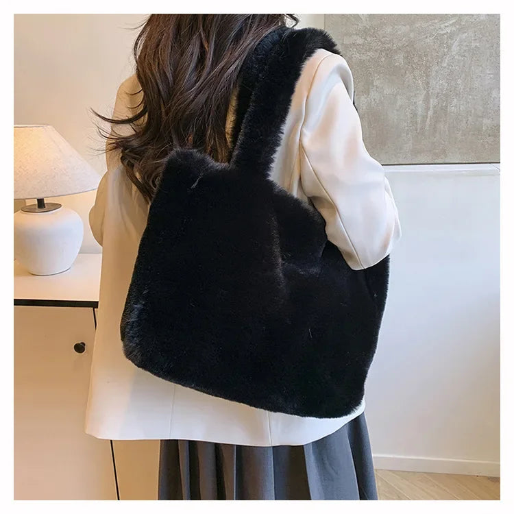 Herbst Winter Plüsch Tote Bag – Damen Modische Schultertasche | Vielseitige Ins Style Handtasche mit Laptopfach Kaufschwan®