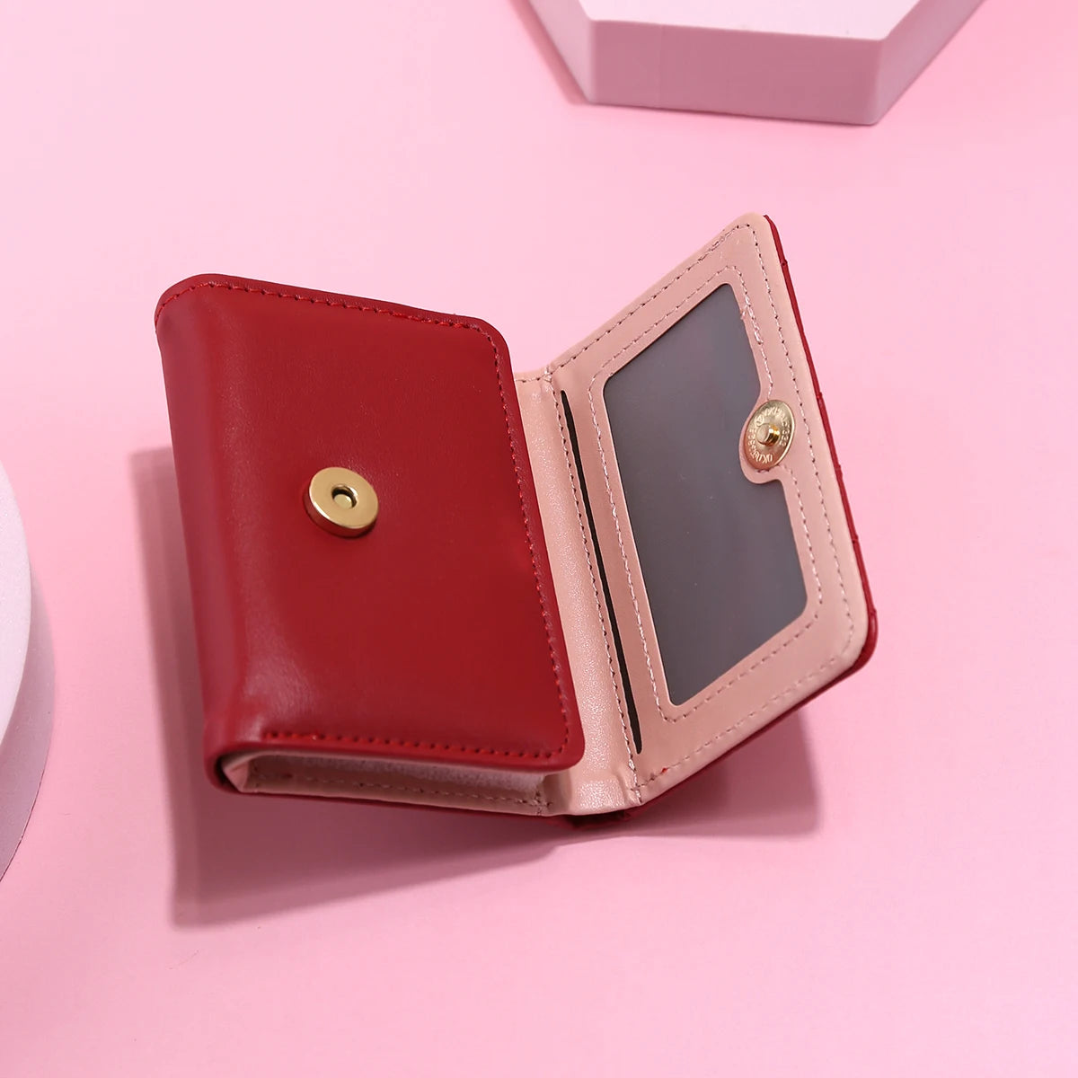 Damen Kurzgeldbörse – Gesticktes „Love“-Design | Leichte PU Leder Geldbörse mit Mehreren Kartenfächern Kaufschwan®