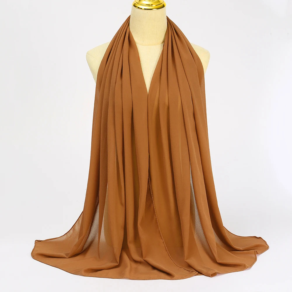 Muslimischer Chiffon Hijab Schal – Damen Langer Einfarbiger Kopf Schal | Eleganter Jersey Schleier & Modisches Umschlagtuch