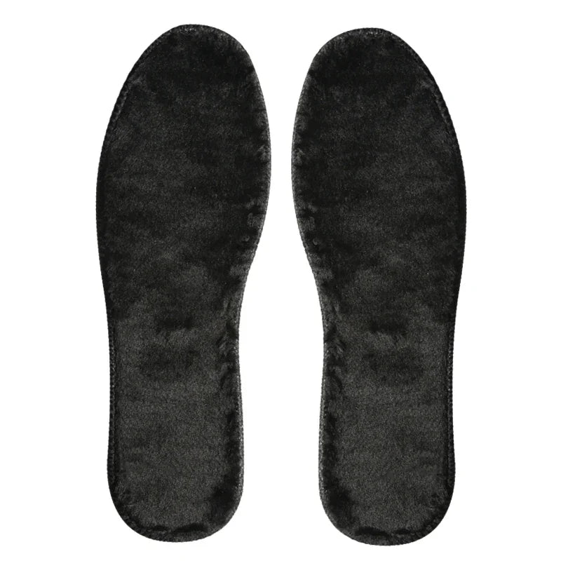 Warme Einlegesohlen – Dicke Kunstfell Plüschsohlen | Unisex Winter Thermo Einlagen Kaufschwan® Schwarz 35 (225mm)