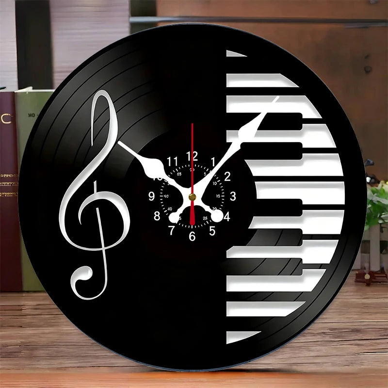 Musiknoten Holz Wanduhr – Leise Quarz Deko Uhr Kaufschwan®