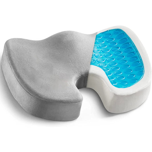 Gel- & Memory Foam Steißbeinkissen | Rutschfeste Sitzauflage für Büro, Auto & Zuhause | Druckentlastung bei langem Sitzen Kaufschwan® Grau 45x35cm