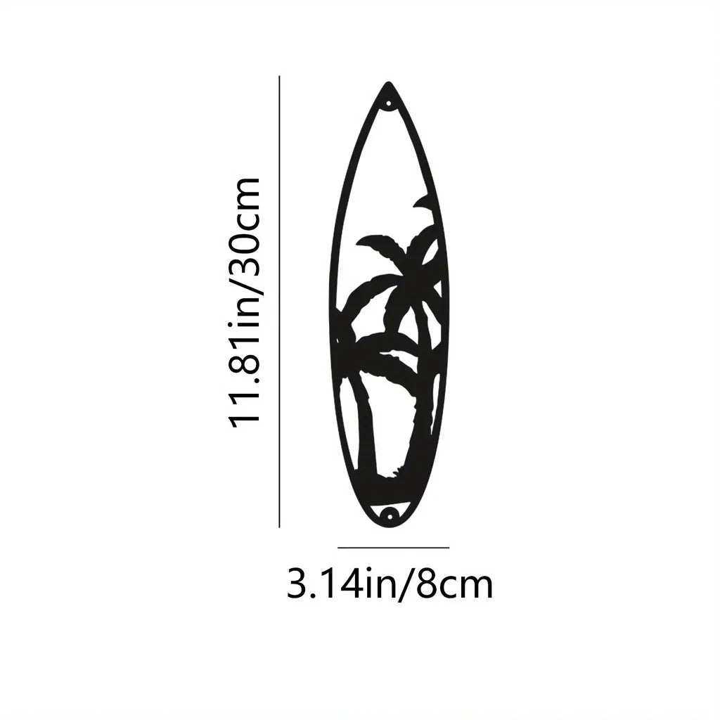 Metall Surfbrett Wanddeko – Sommer Strand Palmen Schild Kaufschwan® Design 2