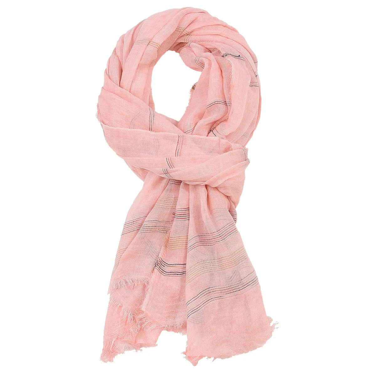 Weicher Bandana Schal | Baumwolle-Leinen Garngefärbt Gestreift | Langes Schal-Tuch mit Fransen für Herren Kaufschwan® Rosa
