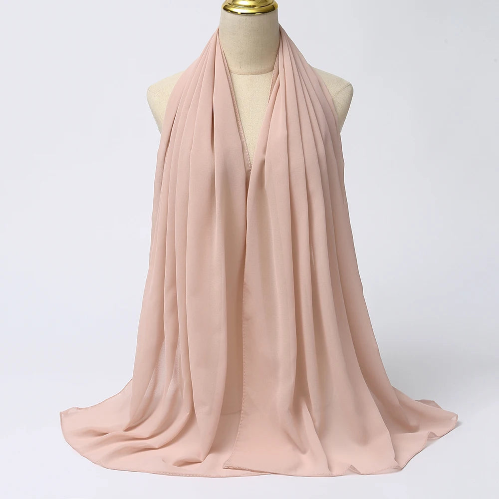 Muslimischer Chiffon Hijab Schal – Damen Langer Einfarbiger Kopf Schal | Eleganter Jersey Schleier & Modisches Umschlagtuch Kaufschwan®