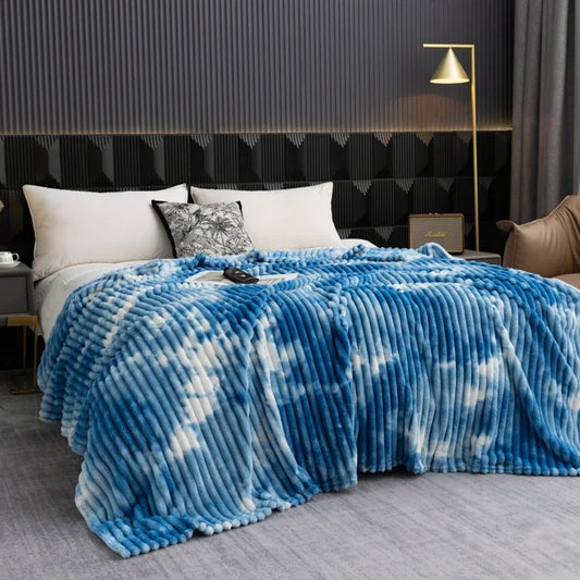 Hochwertige Flanell Fleece Decke – Dicke, warme Überwurfdecke für Einzel-, Queen- & King-Betten, Kariert Sofa-Decke Kaufschwan® Himmelblau 120X200cm About0.6kg